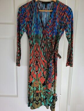 BCBG MAXAZRIA Multicolor Printed Wrap Dress - Vivid Print